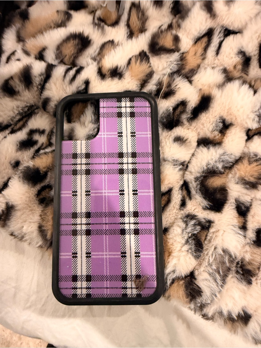 Wildflowers Purple Plaid Phone Case with Black Bumper